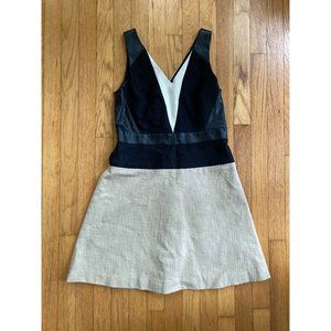 Leather and linen dress